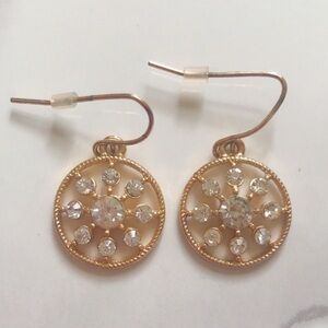 Gold Rhinestone Dangle Earrings